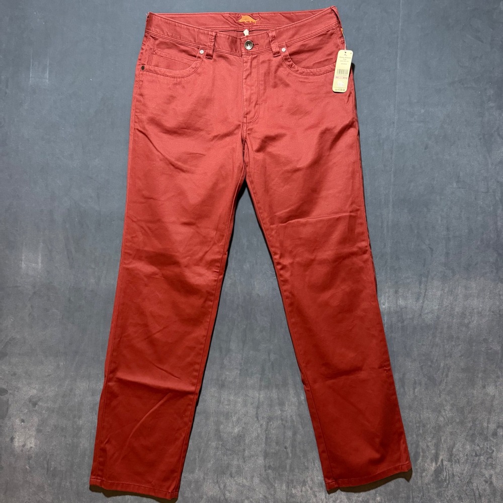 Tommy Bahama Jamaica Twill Pants Men 32x32 Maroon 5-Pocket Pima Cotton NEW